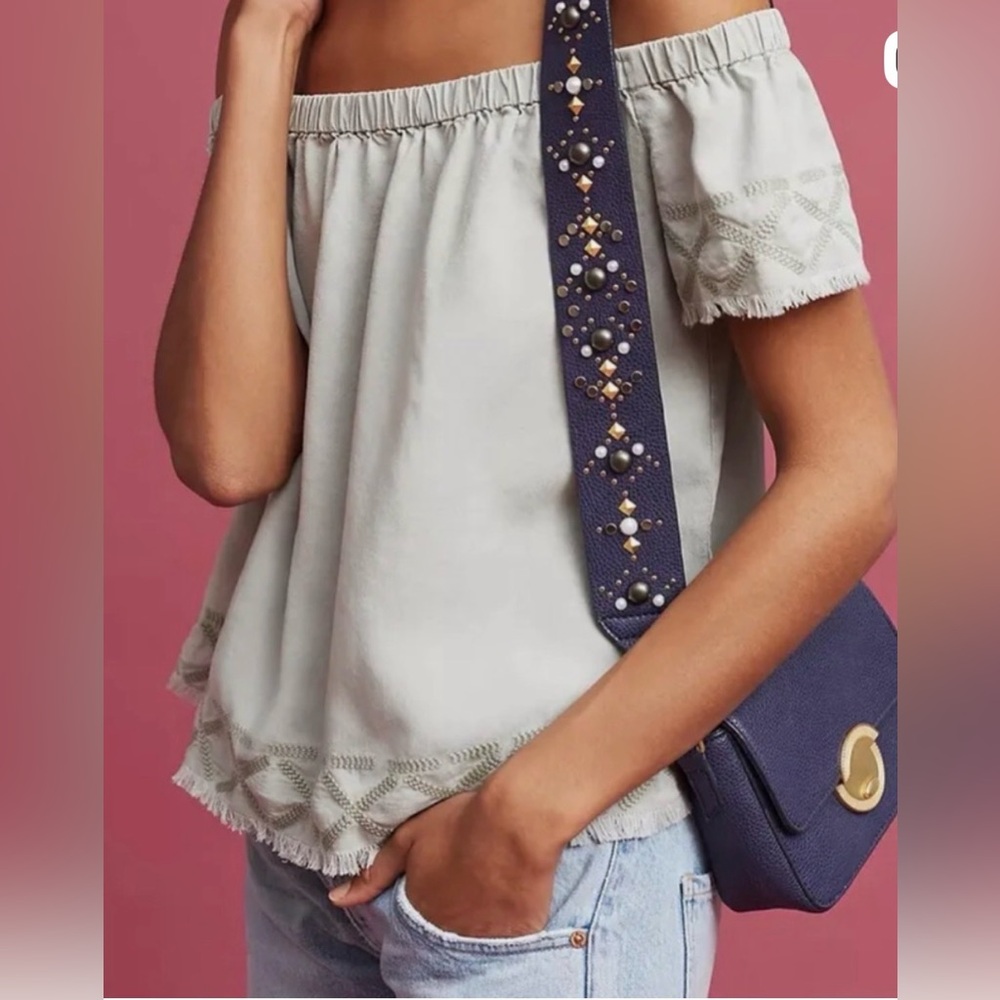 Anthropologie Cloth & Stone Caprera embroidered shoulder top